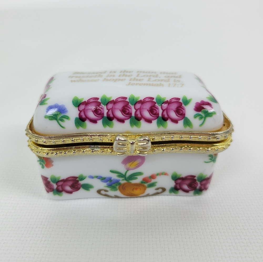 Imperial Porcelain Trinket Box With Bible Verse